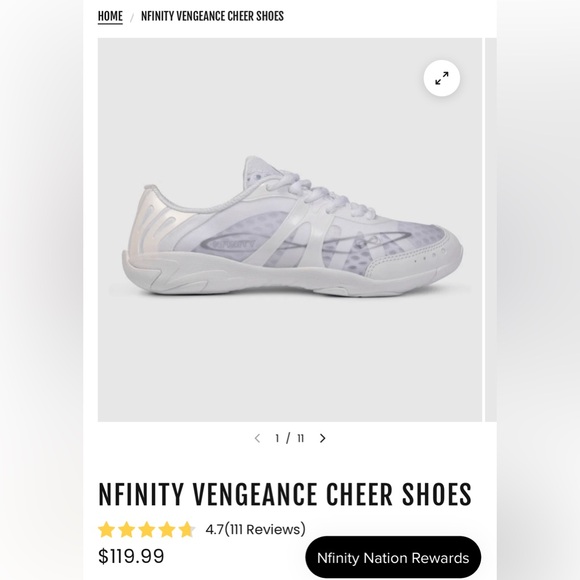 Nfinity Cheer VENGEANCE Size 8 - Picture 1 of 12